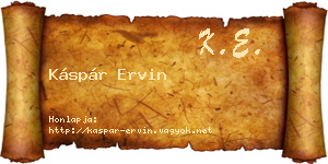 Káspár Ervin névjegykártya
